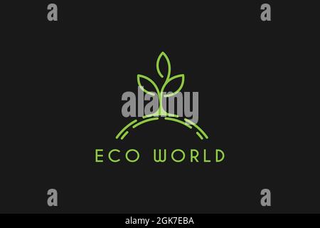Vector templates of abstract green leaf logo designs. Nature,seeding,eco,bio,soil, growth logo design with minimal style Stock Vector