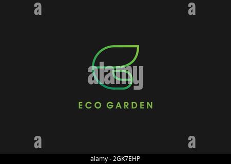 Vector logotype letter E templates in shape of abstract green leaf logo designs. Nature,seeding,eco,bio,soil, growth logo design with minimal style Stock Vector