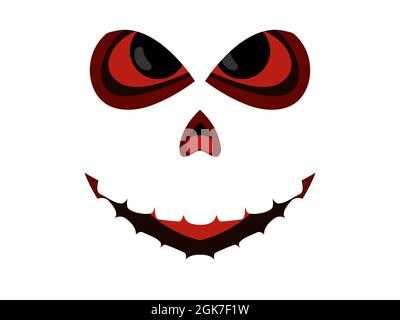 Scary face isolated on white background. Spooky halloween face with evil scary eyes. Design for posters, banners and promotional items. Vector illustr Stock Vector