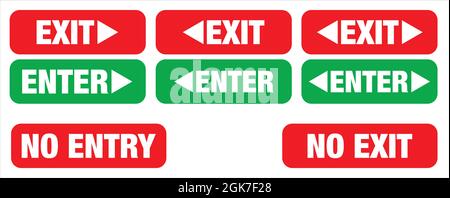 Enter Exit No entry No exit sign for public awareness Stock Vector