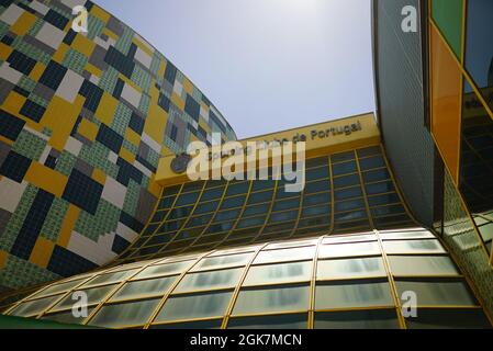 LISBON, PORTUGAL - Jul 13, 2021: A low angle shot of a part of the Sporting Clube de Portugal stadium Stock Photo