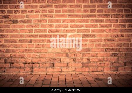 Grunge  image of Solid brick wall and floor for background Stock Photo