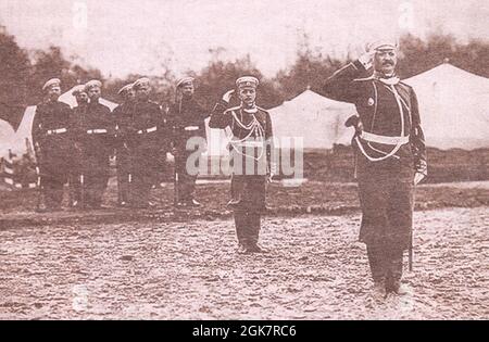 Life Guards Semenovsky Regiment in the Russian Empire at the beginning of the 20th century. Stock Photo