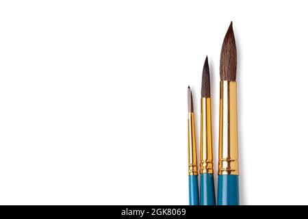 Paint brushes close up isolated on white background Stock Photo