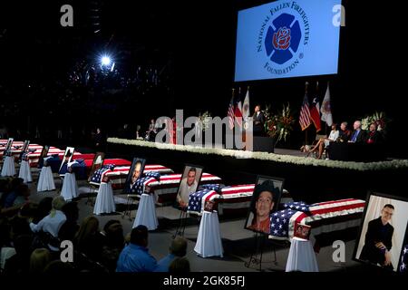 April 25, 2013'The President and First Lady attend a memorial service in Waco, Texas, for the firefighters and first responders who died at a fertilizer plant explosion the week before In West, Texas. A day that began with laughter at the Bush Presidential Library ended in tears as the Obamas also met privately with the families who lost loved ones.'   (Official White House Photo by Pete Souza)  This official White House photograph is being made available only for publication by news organizations and/or for personal use printing by the subject(s) of the photograph. The photograph may not be m Stock Photo