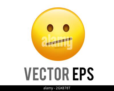 The vector muted yellow neutral helpless, disappointed, upset face icon with dotted or dashed outline, represent someone that is invisible or hidden Stock Vector
