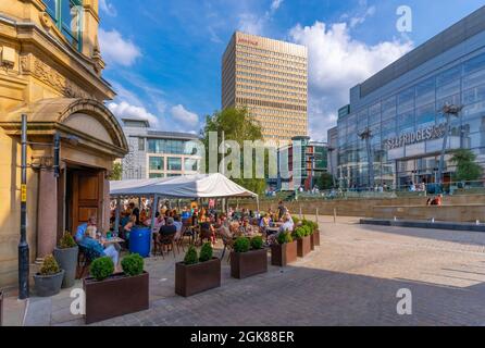 View of the Arndale Shopping Centre from Exchange Square, Manchester, Lancashire, England, United Kingdom, Europe Stock Photo