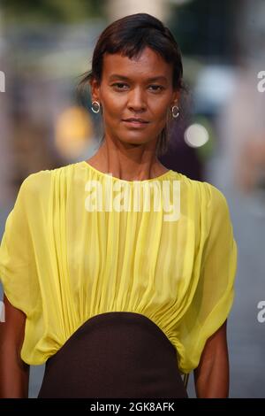 New York, USA. 12th Sep, 2021. Model Liya Kebede walks on the runway at the Tory Burch fashion show during Spring/Summer 2022 Collections Fashion Show at New York Fashion Week in New York, NY on Sept. 12, 2021. (Photo by Jonas Gustavsson/Sipa USA) Credit: Sipa USA/Alamy Live News Stock Photo