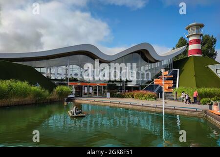 Entrance of Madurodam, a miniature park / tourist attraction. Scale model replicas of well-known Dutch monuments and historic cities can be found here. Stock Photo