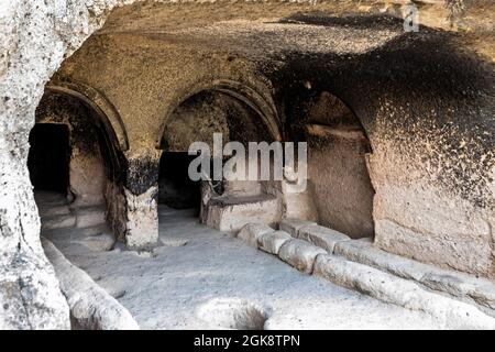 View of the interior room of Vardzia caves complex in Georgia historic heritage nobody Stock Photo