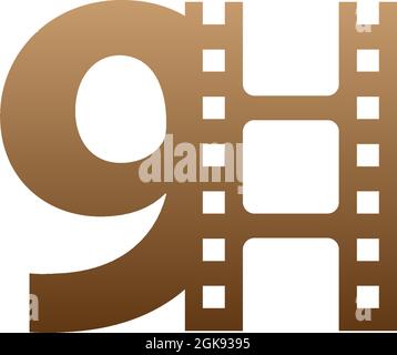 Number 9 with film strip icon logo design template illustration Stock Vector