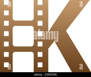 Letter K with film strip icon logo design template illustration Stock Vector