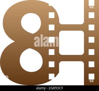 Number 8 with film strip icon logo design template illustration Stock Vector