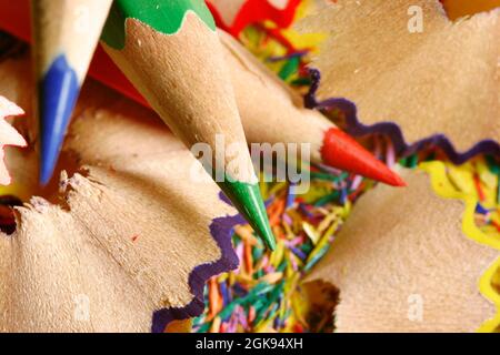 sharpened colored crayons Stock Photo