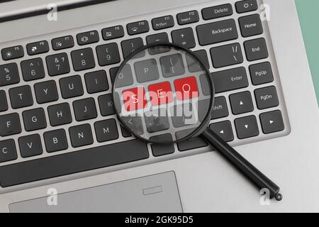 Buttons with the word seo on a keyboard. Stock Photo