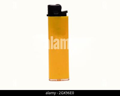 Picture of yellow lighter. Shoot on white isolated background Stock Photo