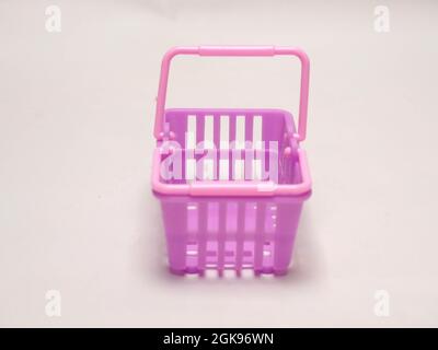 Picture of purple shopping cart. Shoot on white isolated background Stock Photo