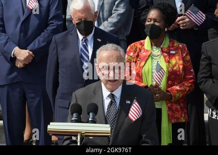 Washington, United States. 13th Sep, 2021. Senator Chuck Schumer(D-NY) speaks during the 9/11 Remembrance Ceremony at East Front Center Steps/Capitol Hill in Washington DC. Credit: SOPA Images Limited/Alamy Live News Stock Photo