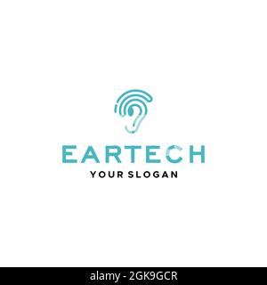 modern ear aid technology hearing logo design Stock Vector