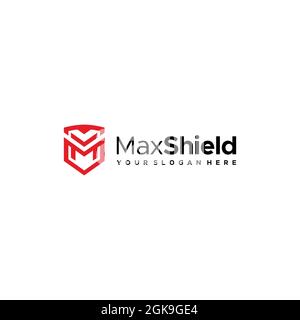 Modern lettermark initial M Max Shield logo design Stock Vector