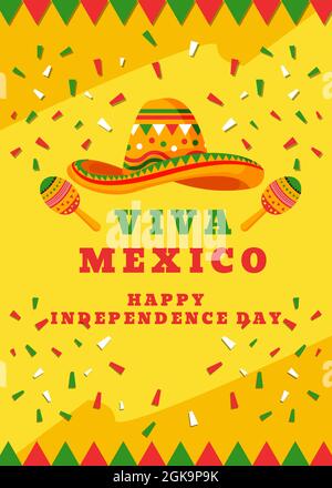 viva Mexico happy independence day vertical banner Stock Vector