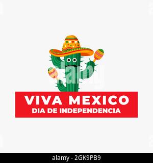 vector viva mexico dia de independencia with cactus Stock Vector