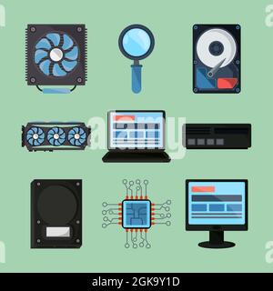 computer hardware components Stock Vector