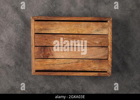 Wooden vintage dark brown serving tray Stock Photo