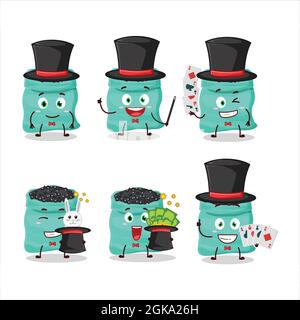 A black turtle beans Magician cartoon character perform on a stage. Vector illustration Stock Vector