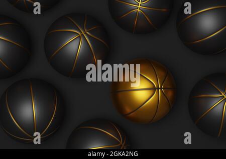 Premium Photo  3d rendering golden basketball ball on black
