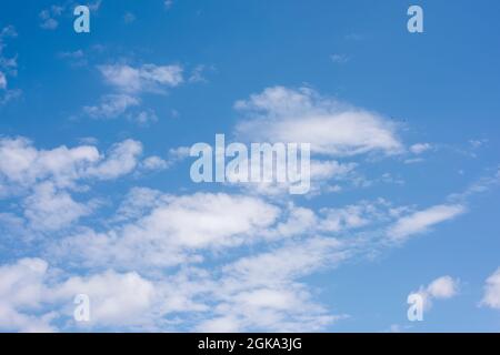 Best Natural Sky clouds.Hazy small cirrostratus.Beautiful cirrocumulus and cumulus cloud formations on a sunny afternoon in late summer are contrasted Stock Photo