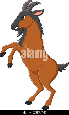 Cartoon funny angry goat standing Stock Vector