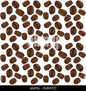 Coffee beans seamless pattern on white background Stock Vector