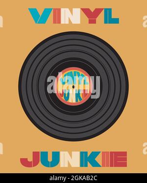 Vinyl Junkie record vector design Stock Vector