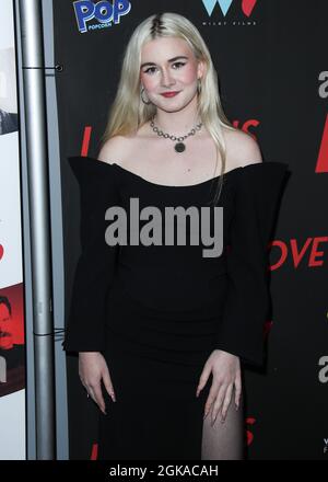 Hollywood, United States. 13th Sep, 2021. HOLLYWOOD, LOS ANGELES, CALIFORNIA, USA - SEPTEMBER 13: Actress Harlow Olivia Calliope Jane arrives at the Los Angeles Premiere Of Vision Films' 'I Love Us' held at the Harmony Gold Theater on September 13, 2021 in Hollywood, Los Angeles, California, United States. (Photo by Xavier Collin/Image Press Agency/Sipa USA) Credit: Sipa USA/Alamy Live News Stock Photo