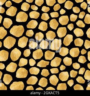 Abstract modern golden and black giraffe seamless pattern. Animals metallic background. Colorful decorative vector stock illustration for print Stock Vector