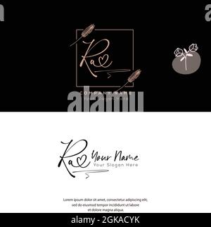 R A RA Initial letter handwriting and signature logo. Beauty vector initial logo .Fashion, boutique, floral and botanical Stock Vector