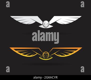 Vector of an owl design on black background. Bird. Animals. Easy editable layered vector illustration. Stock Vector