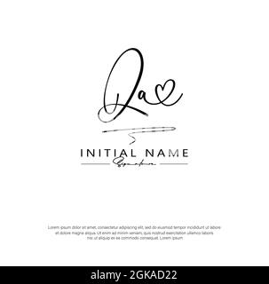 Q A QA Initial letter handwriting and signature logo. Beauty vector initial logo .Fashion, boutique, floral and botanical Stock Vector