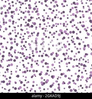 Abstract hand drown polka dots background. White dotted seamless pattern with Violet circles. Template design for invitation, poster, card, flyer Stock Vector