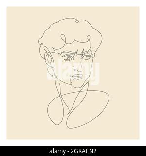 Drawing of David made in one continuous line. Vector illustration. Stock Vector