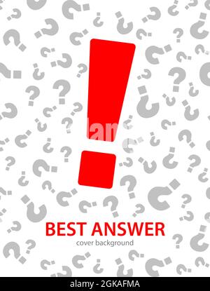 Design cover with text Best Answer. Red Large exclamation mark on the background of texture Stock Vector