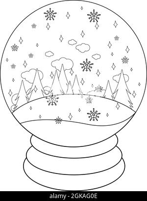 Christmas Snow Globe Coloring Page for Kids Stock Vector Image & Art ...