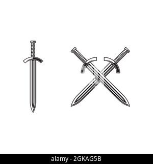 Black silhouettes of swords on a white background Stock Photo - Alamy