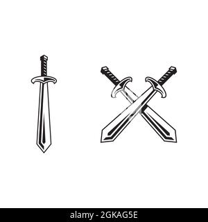 Black silhouettes of swords on a white background Stock Photo - Alamy