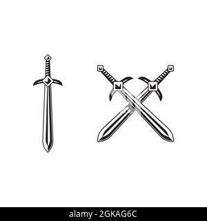 Black silhouettes of swords on a white background Stock Photo - Alamy