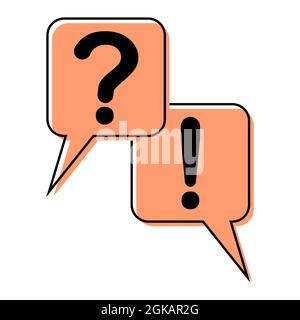 comic book style question and answer icon. Interactive speech bubble cartoon Stock Vector
