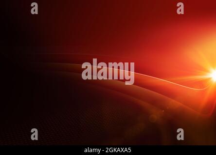 3d rendering of a Graphical abstract red theme background with a lens flare at the right edge Stock Photo