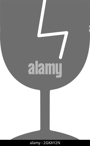 Vector broken glass, fragile delivery grey icon. Stock Vector