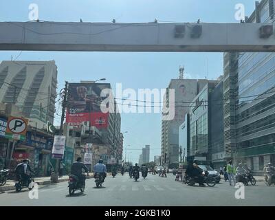 A shiny day at The financial hub of the country. I I Chundrigar Road in Karachi Sindh Stock Photo